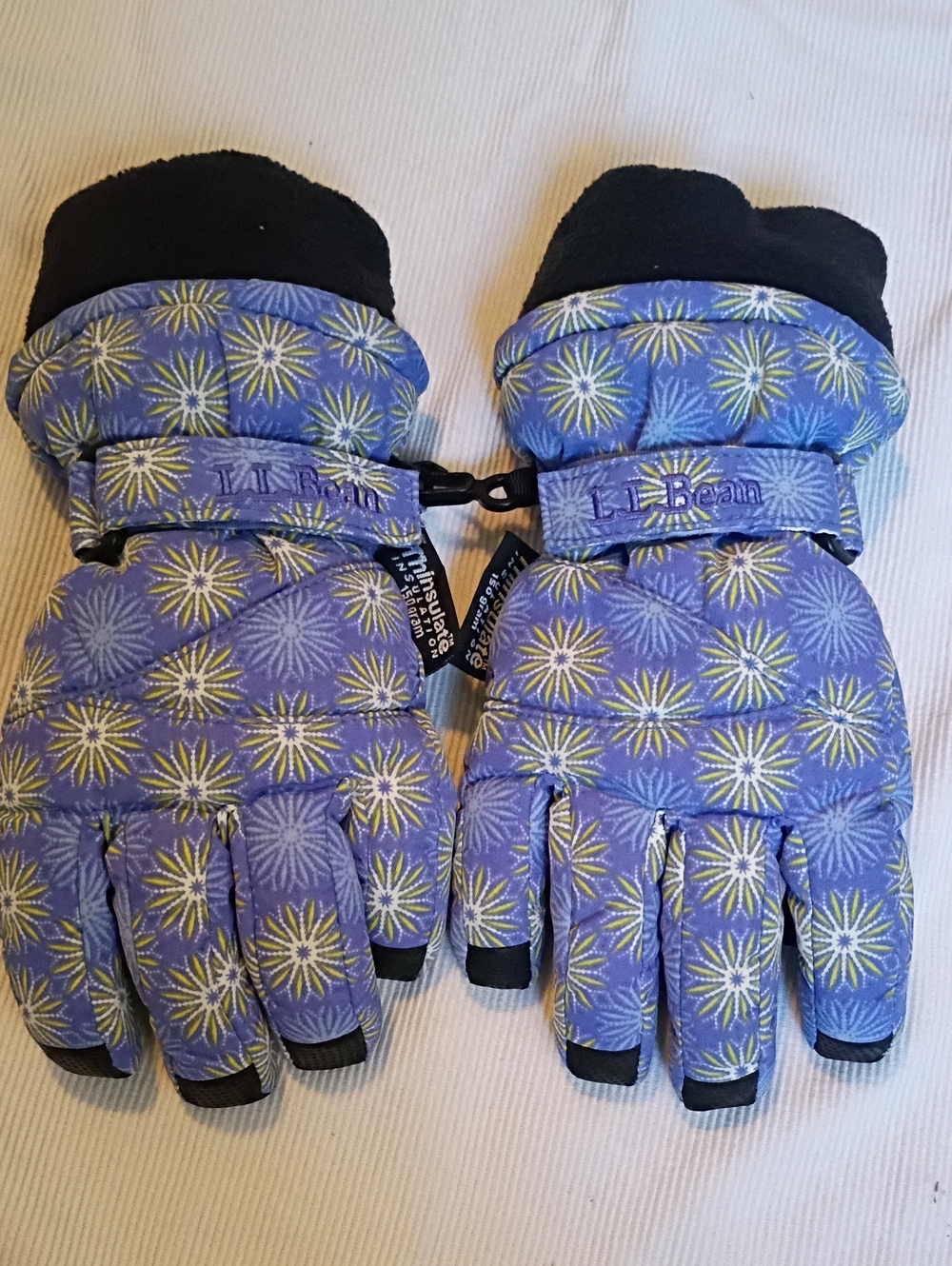 L.L. Bean Kids Purple Patterned Snow Gloves